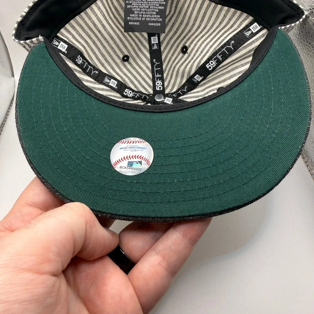 New Era 59FIFTY Los Angeles Angels‎ Fitted Hat 7 5/8 Pinstripe Linen Cotton Cap